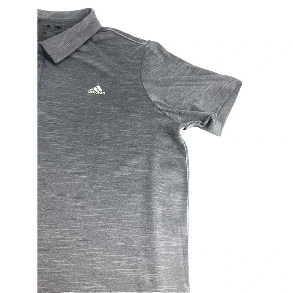 Adidas Men's Polo Golf Shirt XL Short Sleeve Gray and White Blended + Trim 88387 - Picture 6 of 11